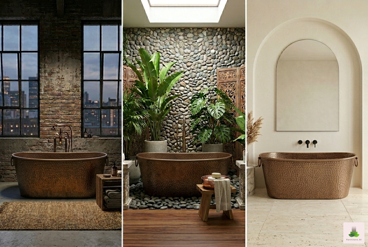 Handcrafted Copper Freestanding Bathtub - Spa Quality