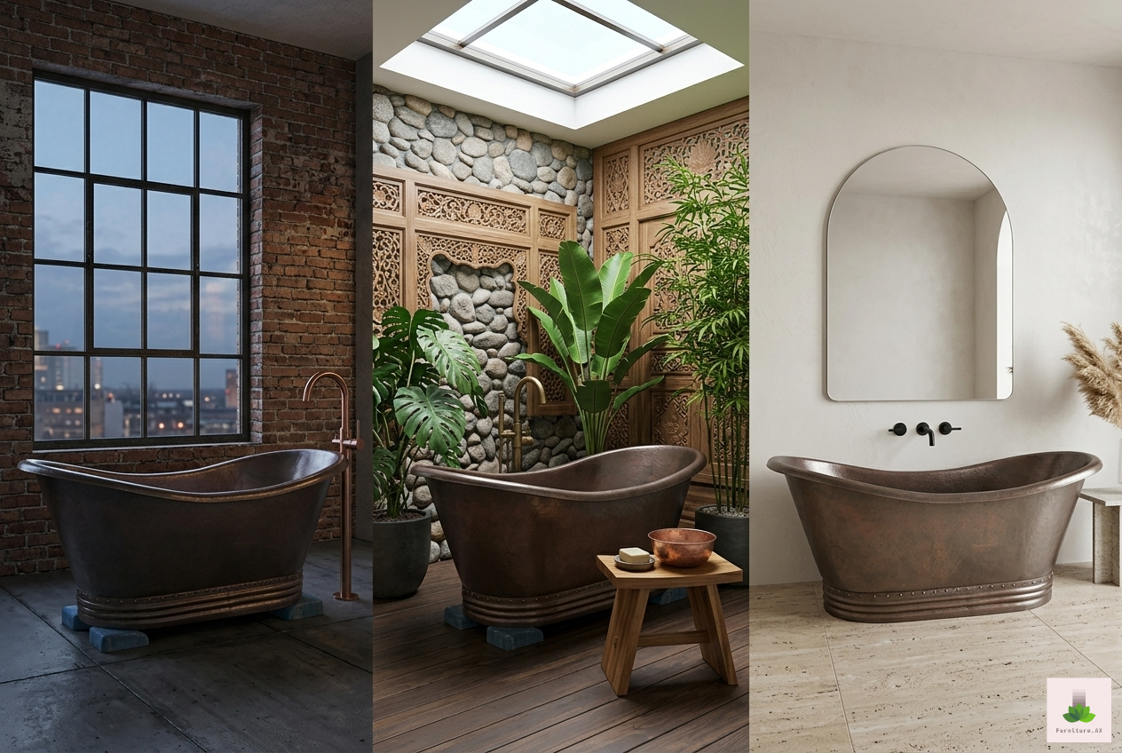Handcrafted Copper Freestanding Bathtub - Spa Quality