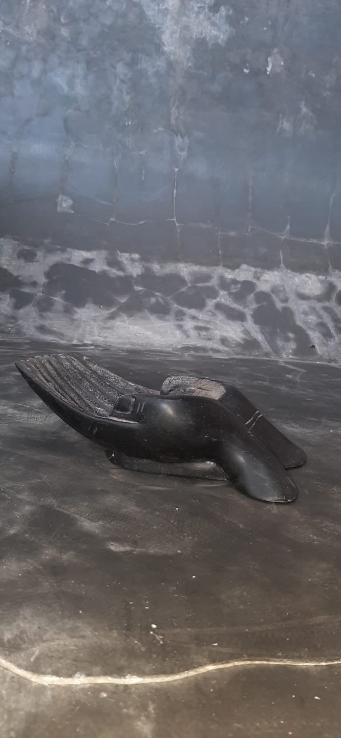 Hand Palm Sculpture - Black Cement