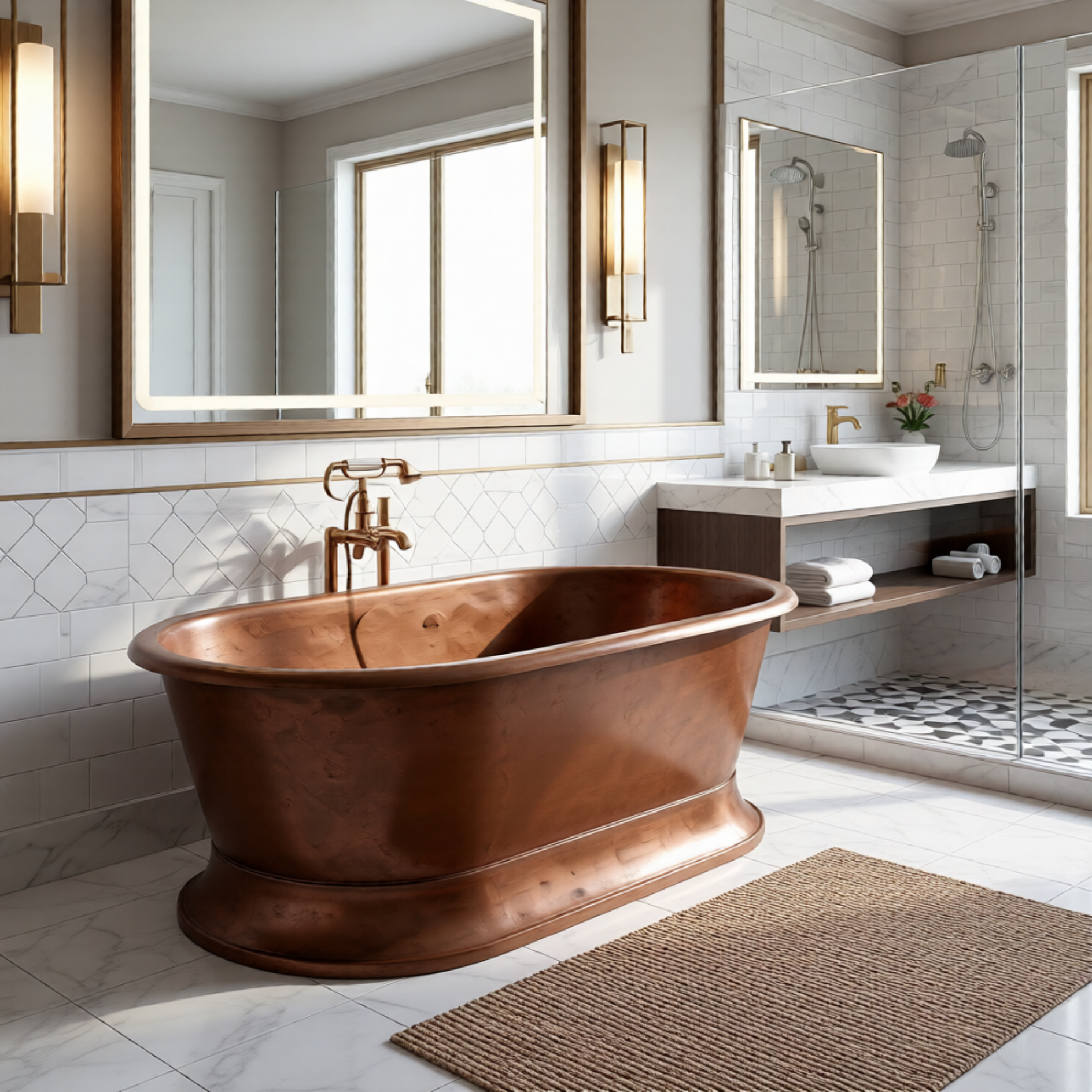 Handcrafted Copper Freestanding Bathtub - Spa Quality