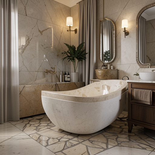 Handcrafted Marble Stone Freestanding Bathtub - Spa Quality (Oval)