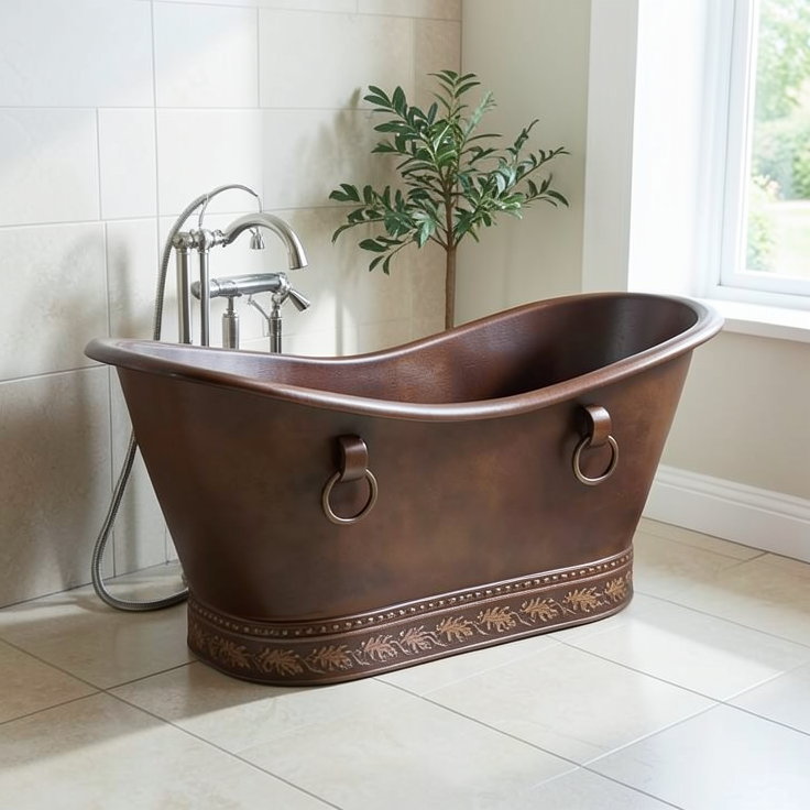 Handcrafted Copper Freestanding Bathtub - Spa Quality