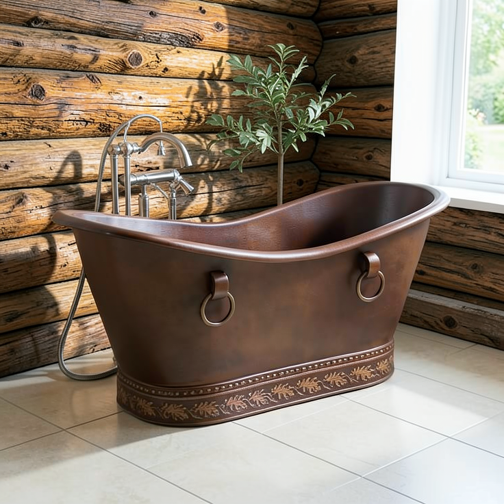 Handcrafted Copper Freestanding Bathtub - Spa Quality