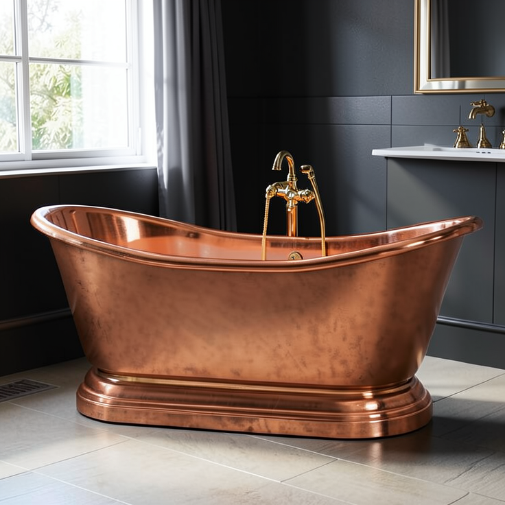 Handcrafted Copper Freestanding Bathtub - Spa Quality
