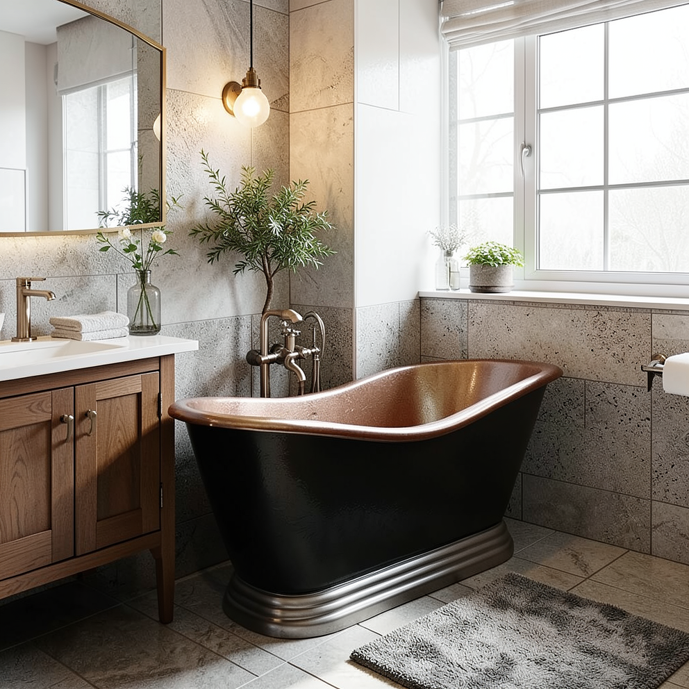 Handcrafted Copper Freestanding Bathtub - Spa Quality