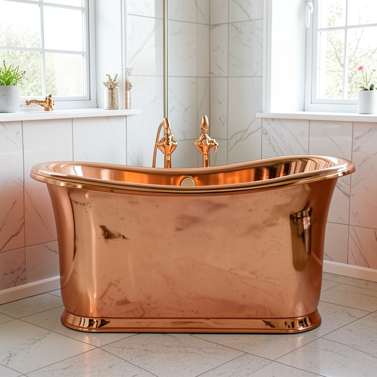 Handcrafted Copper Freestanding Bathtub - Spa Quality