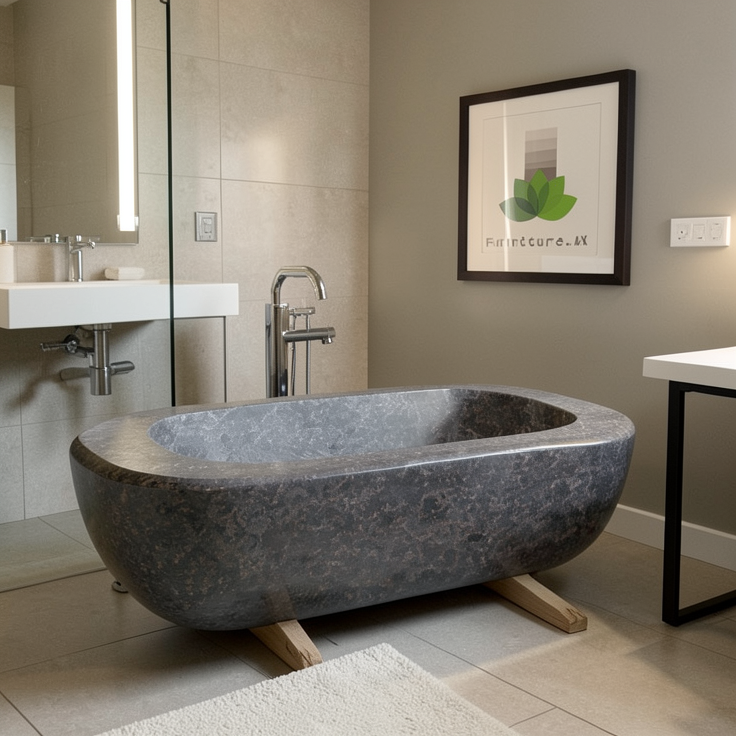 Handcrafted Natural Stone Freestanding Bathtub - Spa Quality