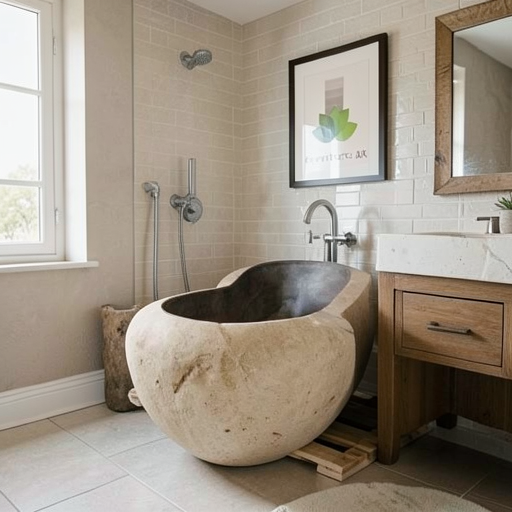 Handcrafted Natural Stone Freestanding Bathtub - Spa Quality