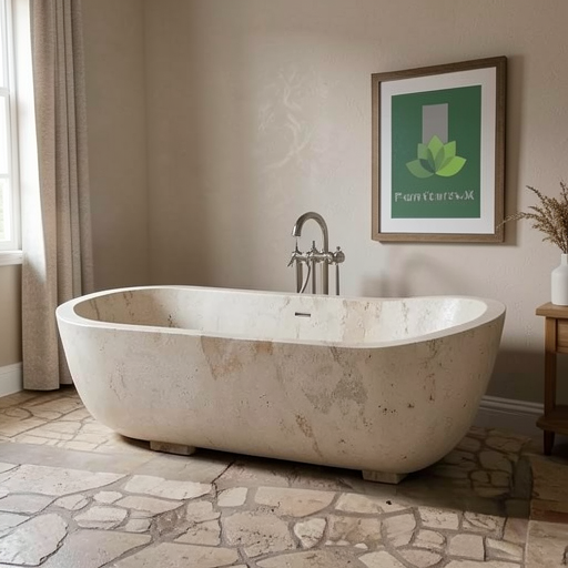 Handcrafted Marble Stone Freestanding Bathtub - Spa Quality (Oval)