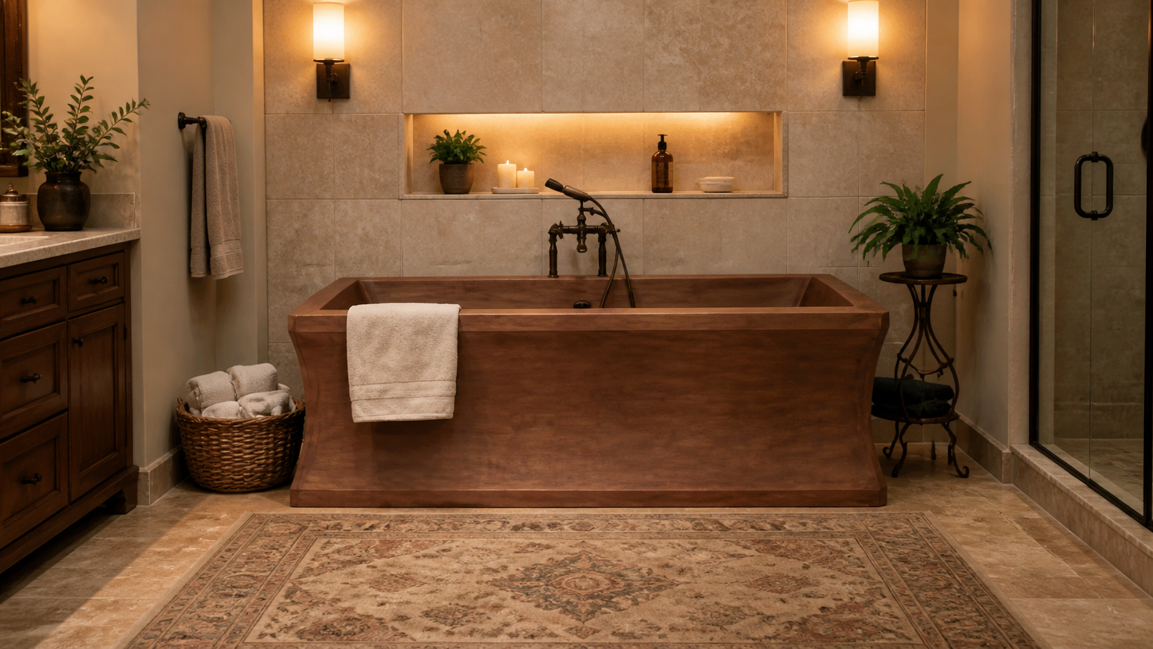 Handcrafted Double-Walled Freestanding Copper Bathtub - Spa Quality