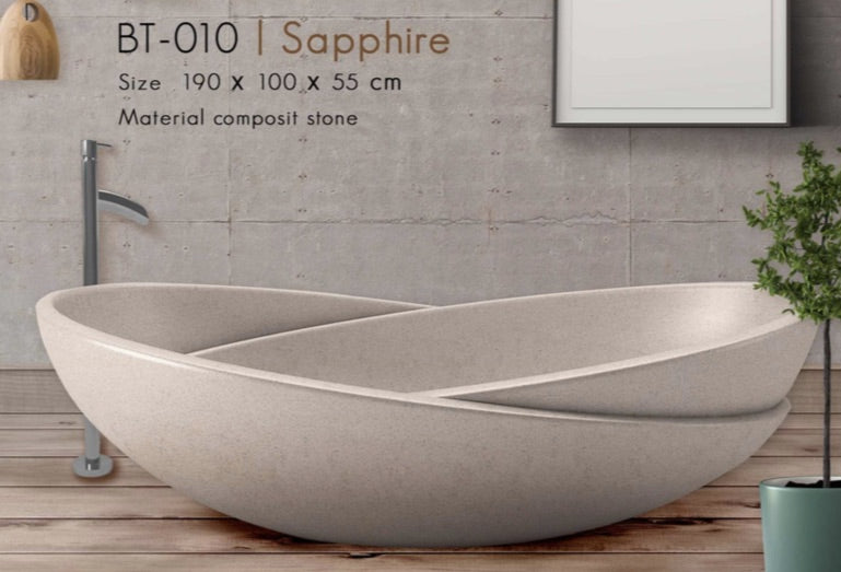 Handcrafted Terrazzo Stone and Cement Freestanding Bathtub - Spa Quality