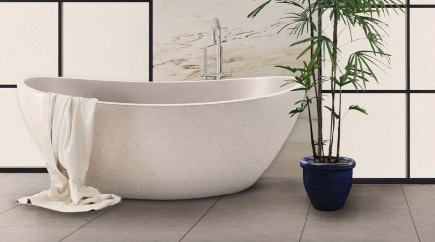 Handcrafted Terrazzo Stone and Cement Freestanding Bathtub - Spa Quality