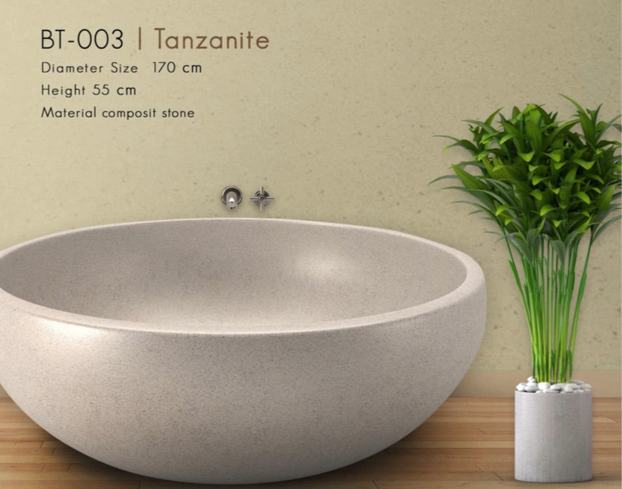 Handcrafted Terrazzo Stone Freestanding Bathtub - Spa Quality (Round)