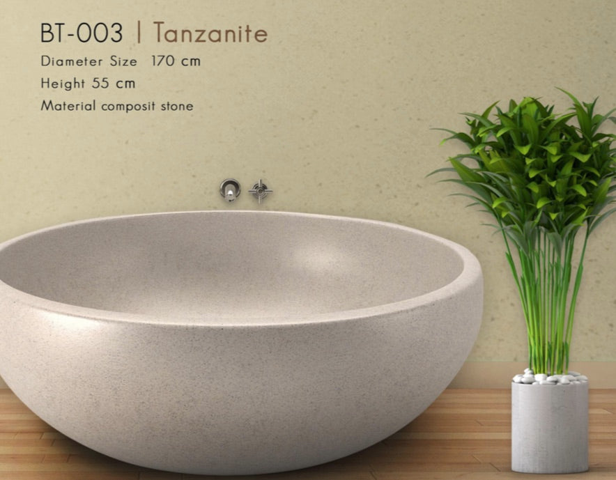 Handcrafted Terrazzo Stone Freestanding Bathtub - Spa Quality (Round)