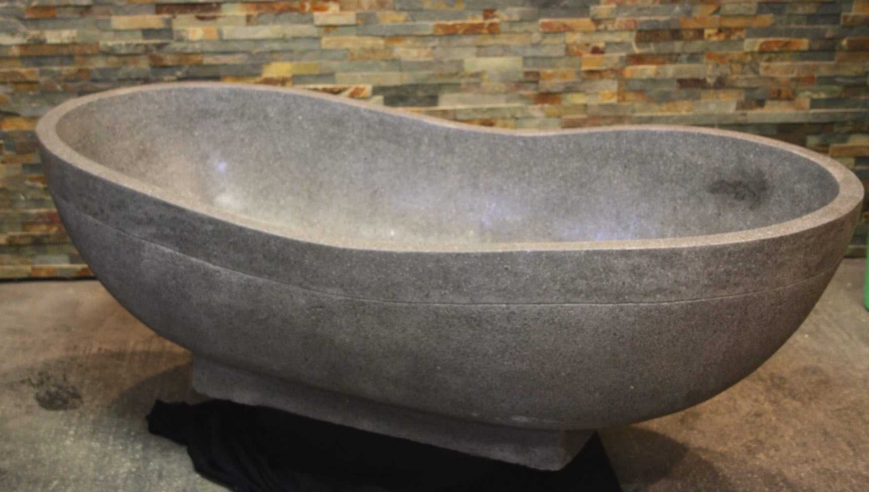 Handcrafted Dark Grey Terrazzo Stone Freestanding Bathtub - Spa Quality