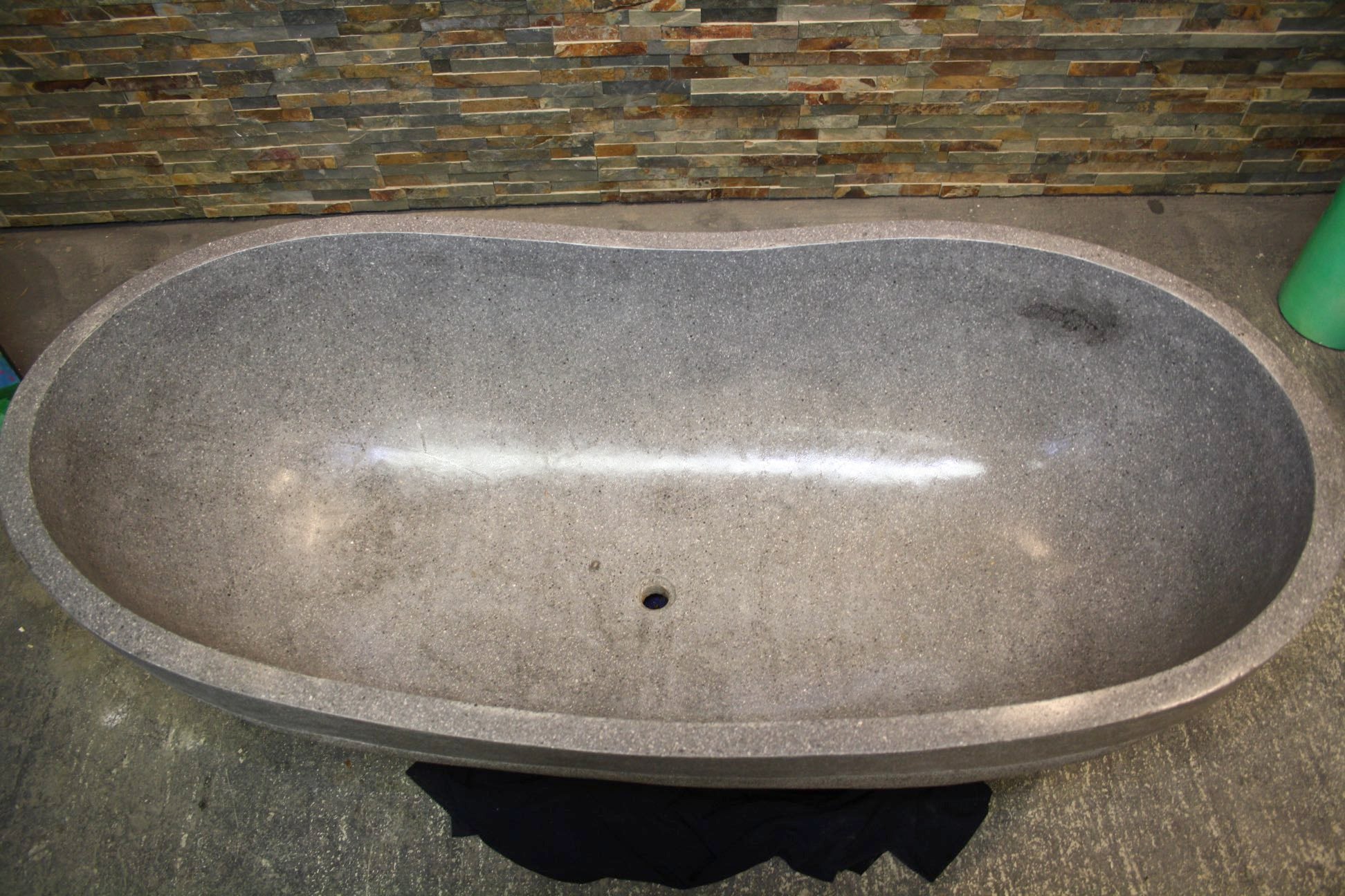 Handcrafted Dark Grey Terrazzo Stone Freestanding Bathtub - Spa Quality