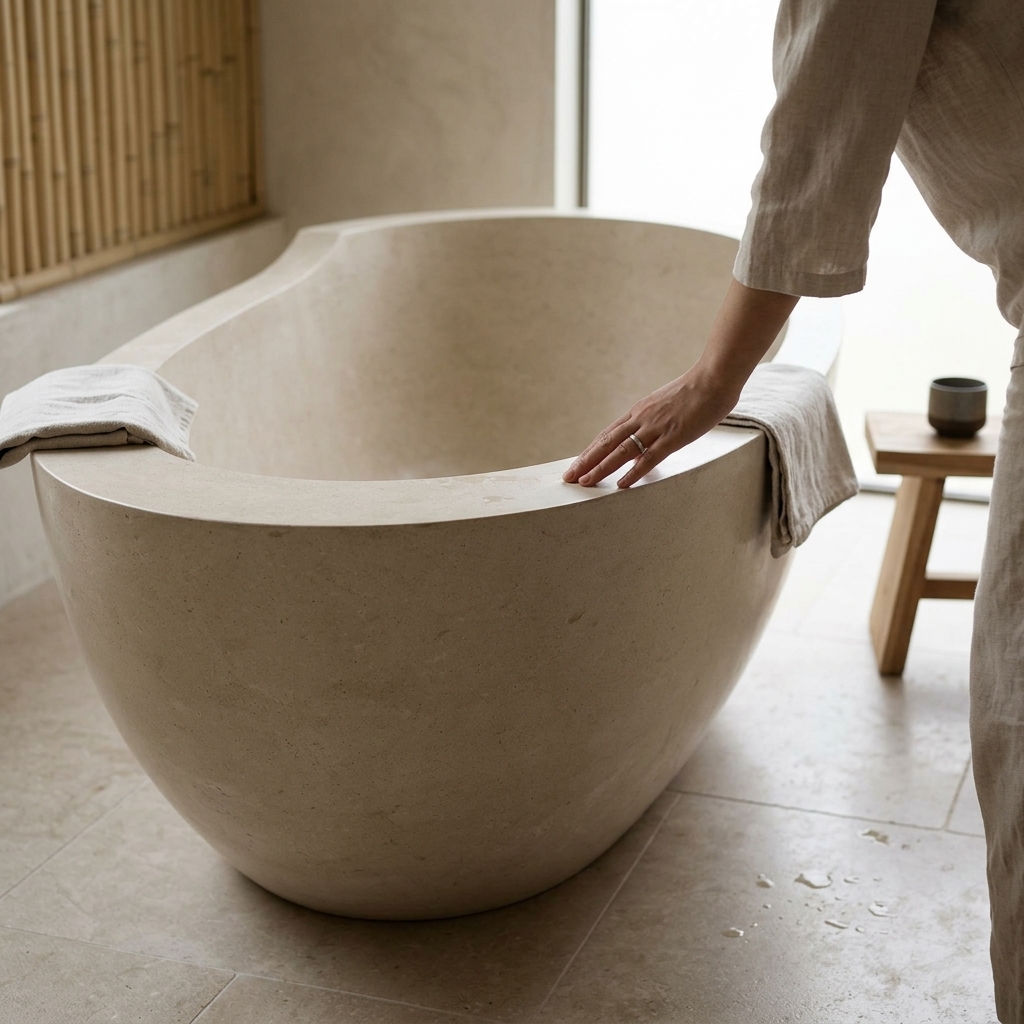 Handcrafted Terrazzo Stone Freestanding Bathtub - Spa Quality (Oval)