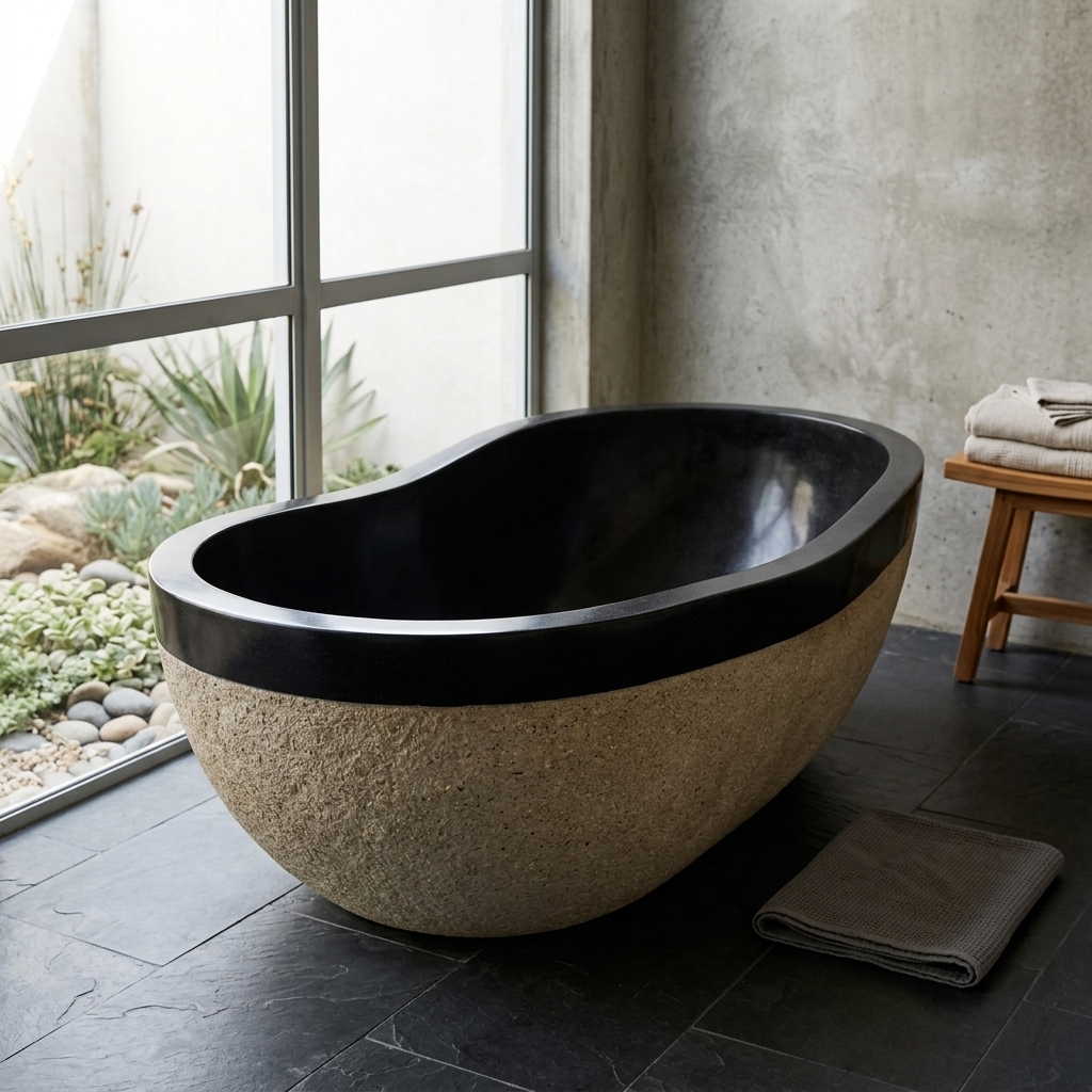 Handcrafted Terrazzo Stone Freestanding Bathtub - Spa Quality (Oval)