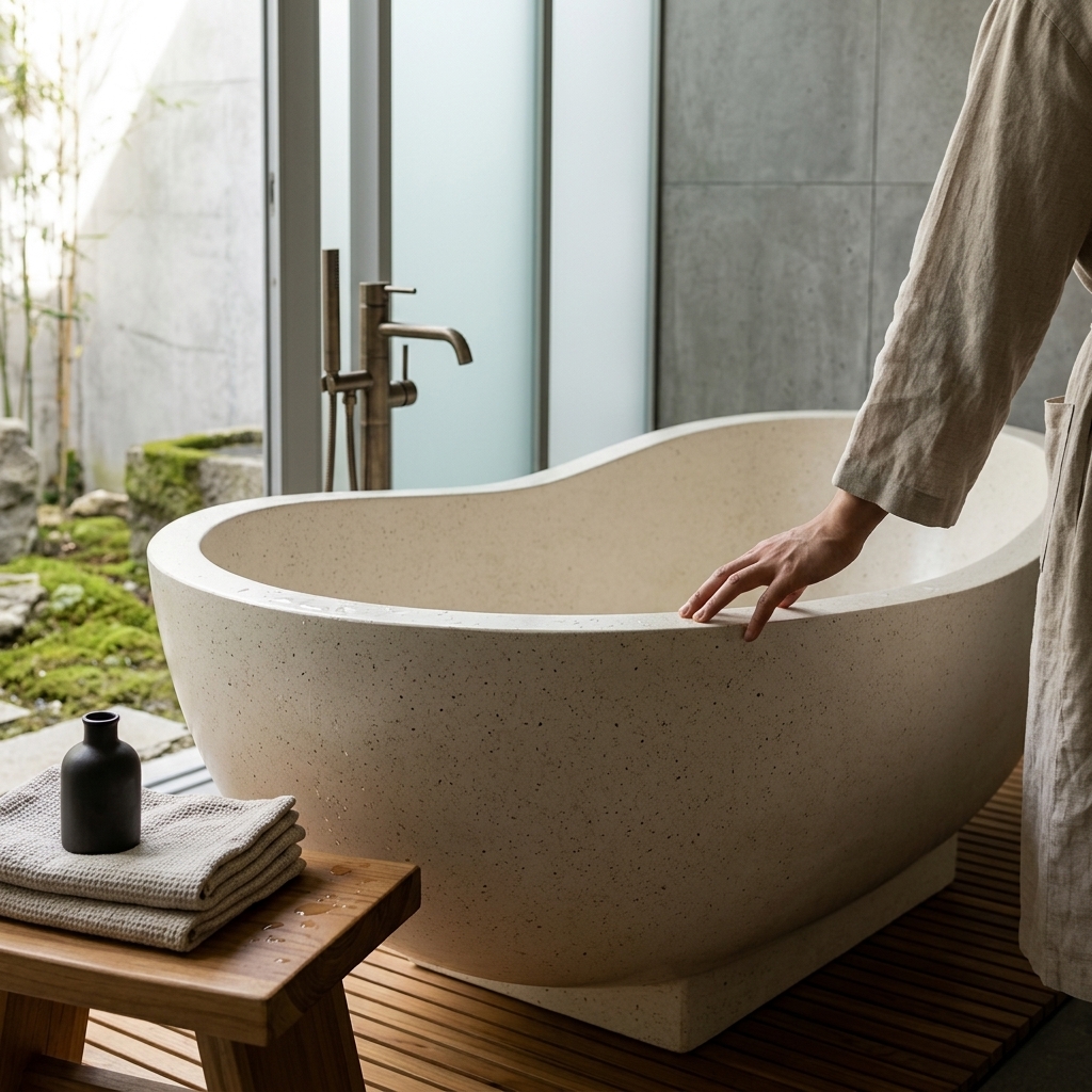Handcrafted Terrazzo Stone Freestanding Bathtub - Spa Quality