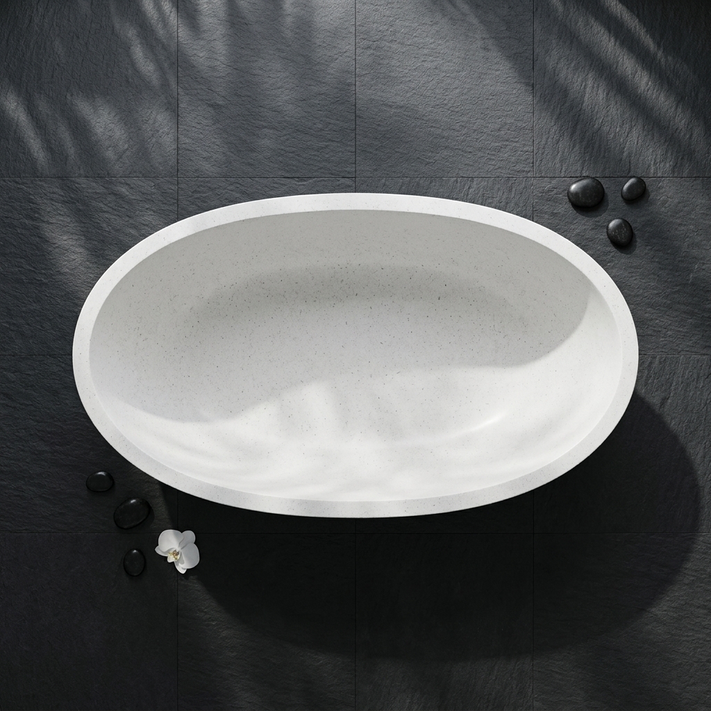 Handcrafted Terrazzo Stone Freestanding Bathtub - Spa Quality (Oval)