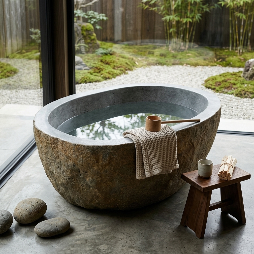 Handcrafted Natural Stone Freestanding Bathtub - Spa Quality