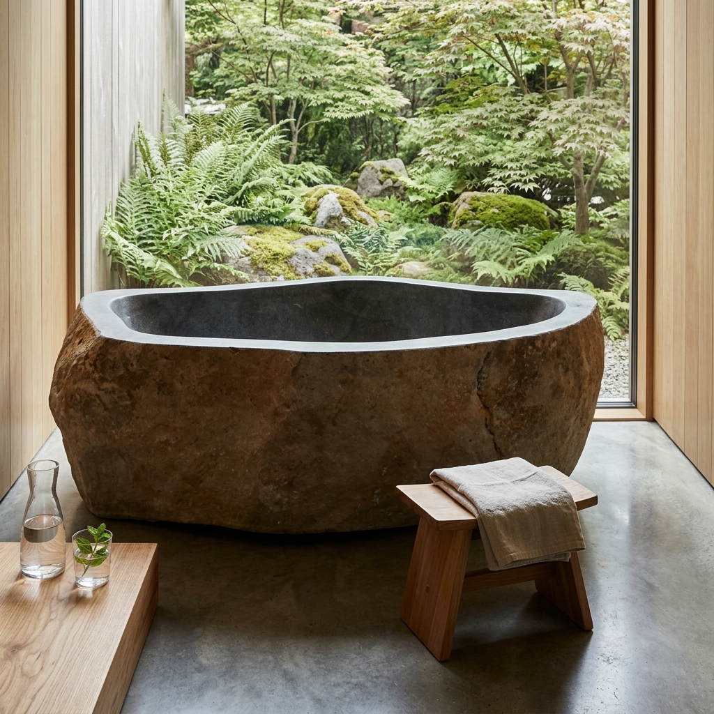 Handcrafted Natural Stone Freestanding Bathtub - Spa Quality