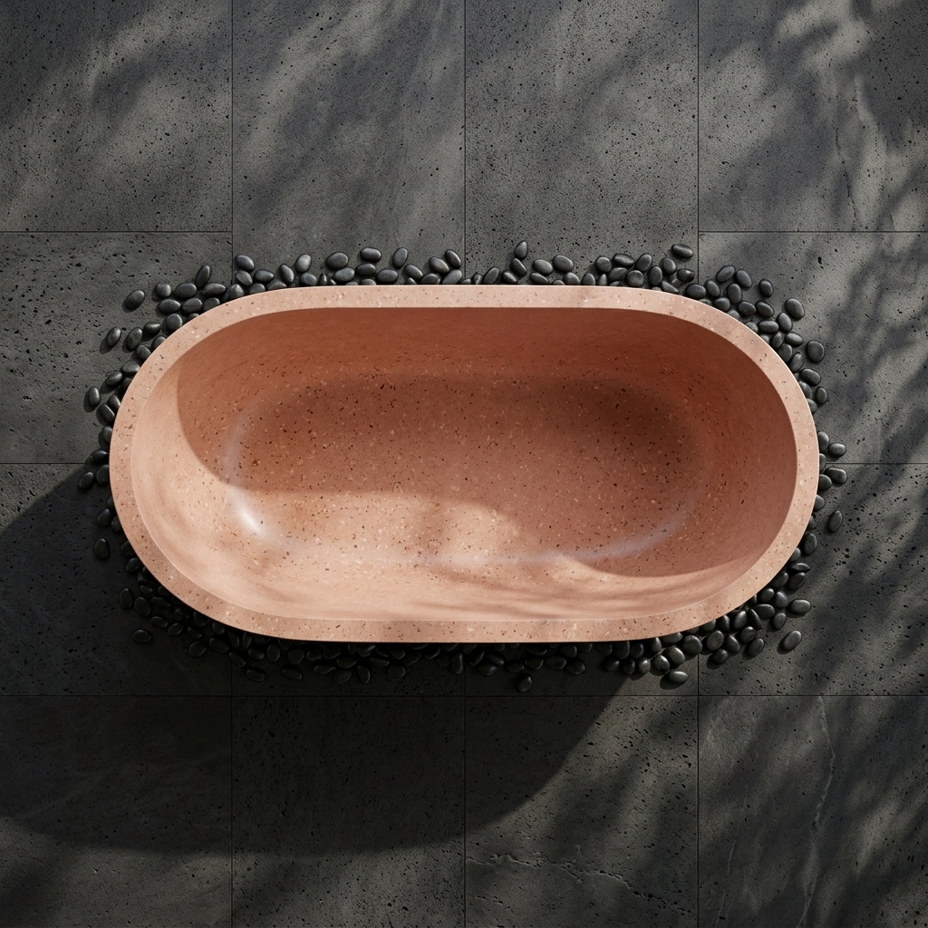 Handcrafted Terrazzo Stone Freestanding Bathtub - Spa Quality (Oval)
