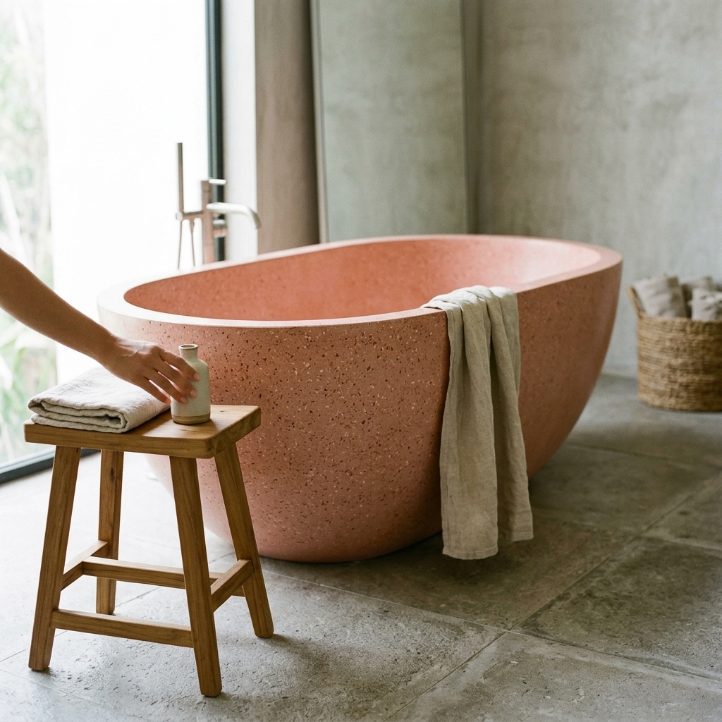 Handcrafted Terrazzo Stone Freestanding Bathtub - Spa Quality (Oval)