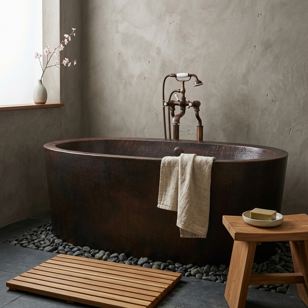 Handcrafted Copper Freestanding Bathtub - Spa Quality