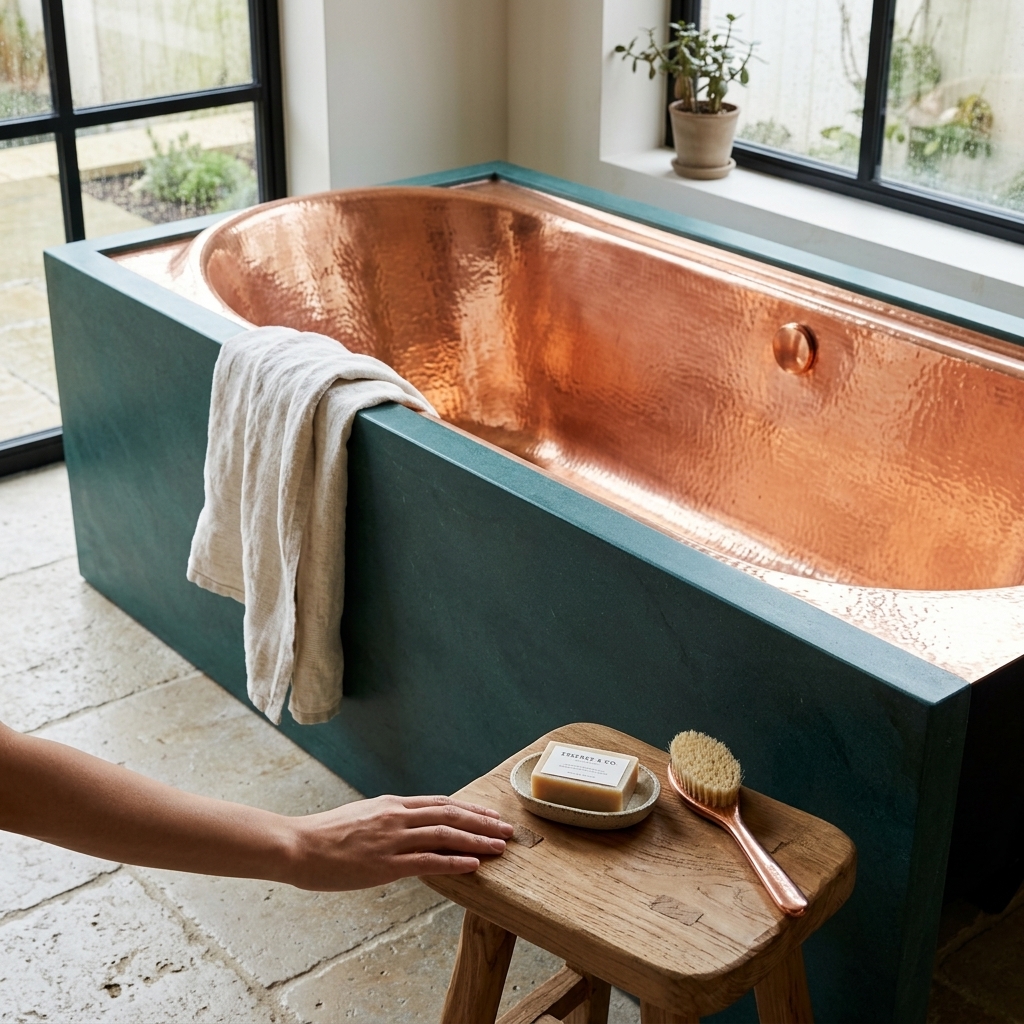 Handcrafted Copper Freestanding Bathtub - Spa Quality