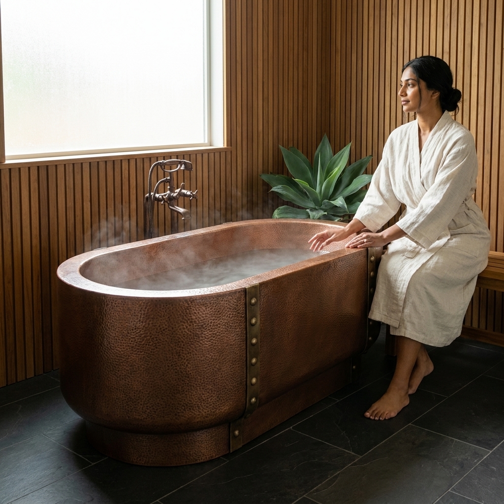 Handcrafted Double-Walled Copper Freestanding Bathtub - Spa Quality