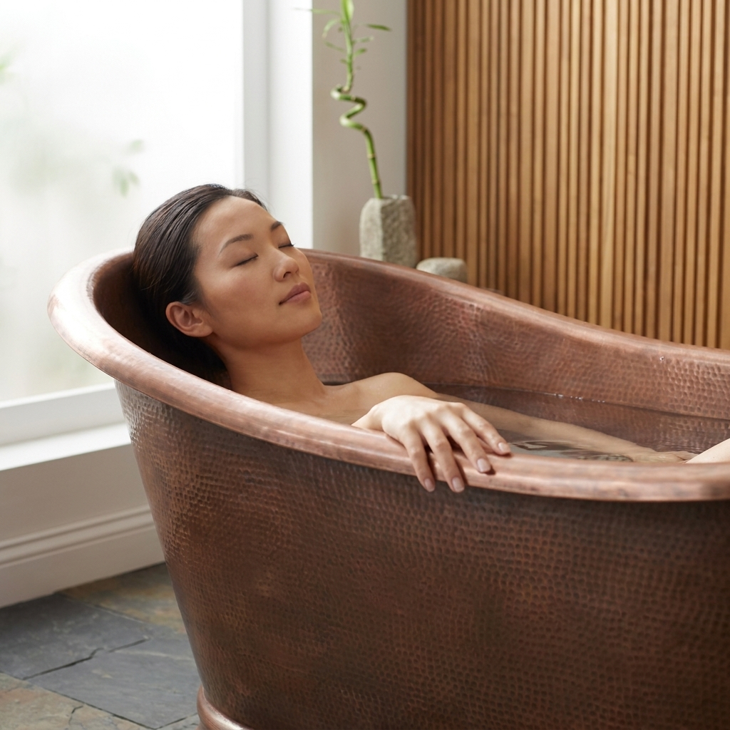 Handcrafted Copper Freestanding Bathtub - Spa Quality