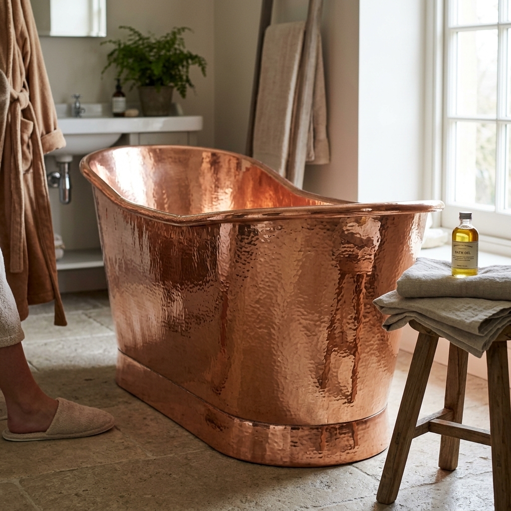 Handcrafted Copper Freestanding Bathtub - Spa Quality