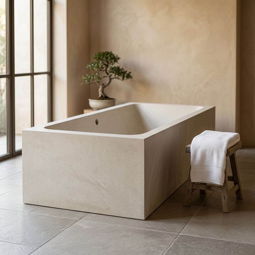 Handcrafted Terrazzo Stone Freestanding Bathtub - Spa Quality (Rectangular)
