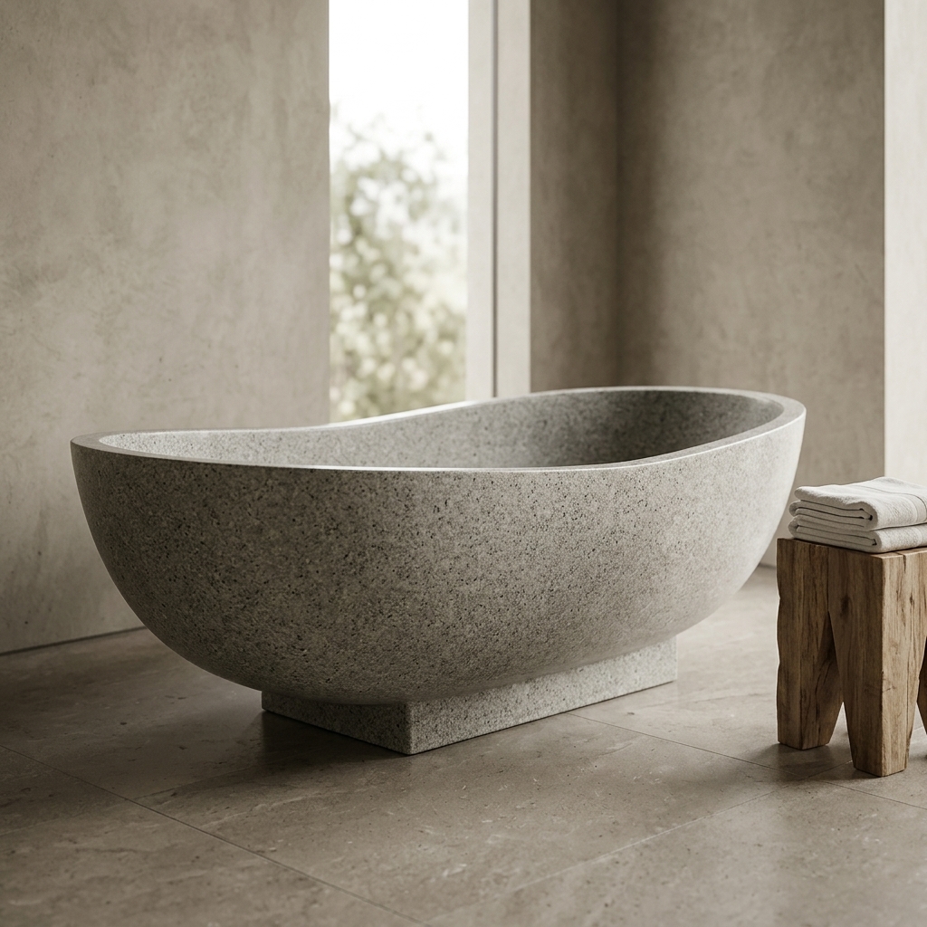 Handcrafted Terrazzo Stone Freestanding Bathtub - Spa Quality