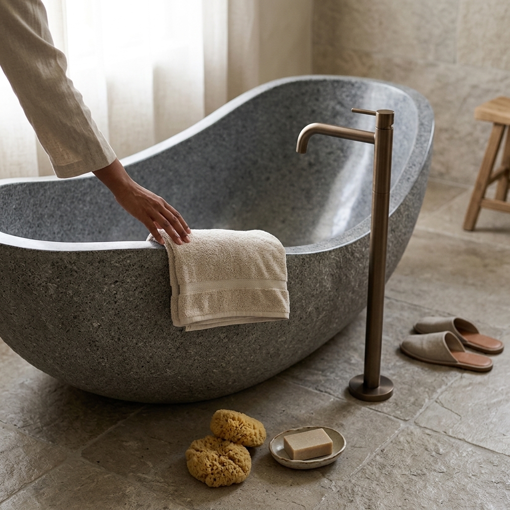 Handcrafted Terrazzo Stone Freestanding Bathtub - Spa Quality (Oval)