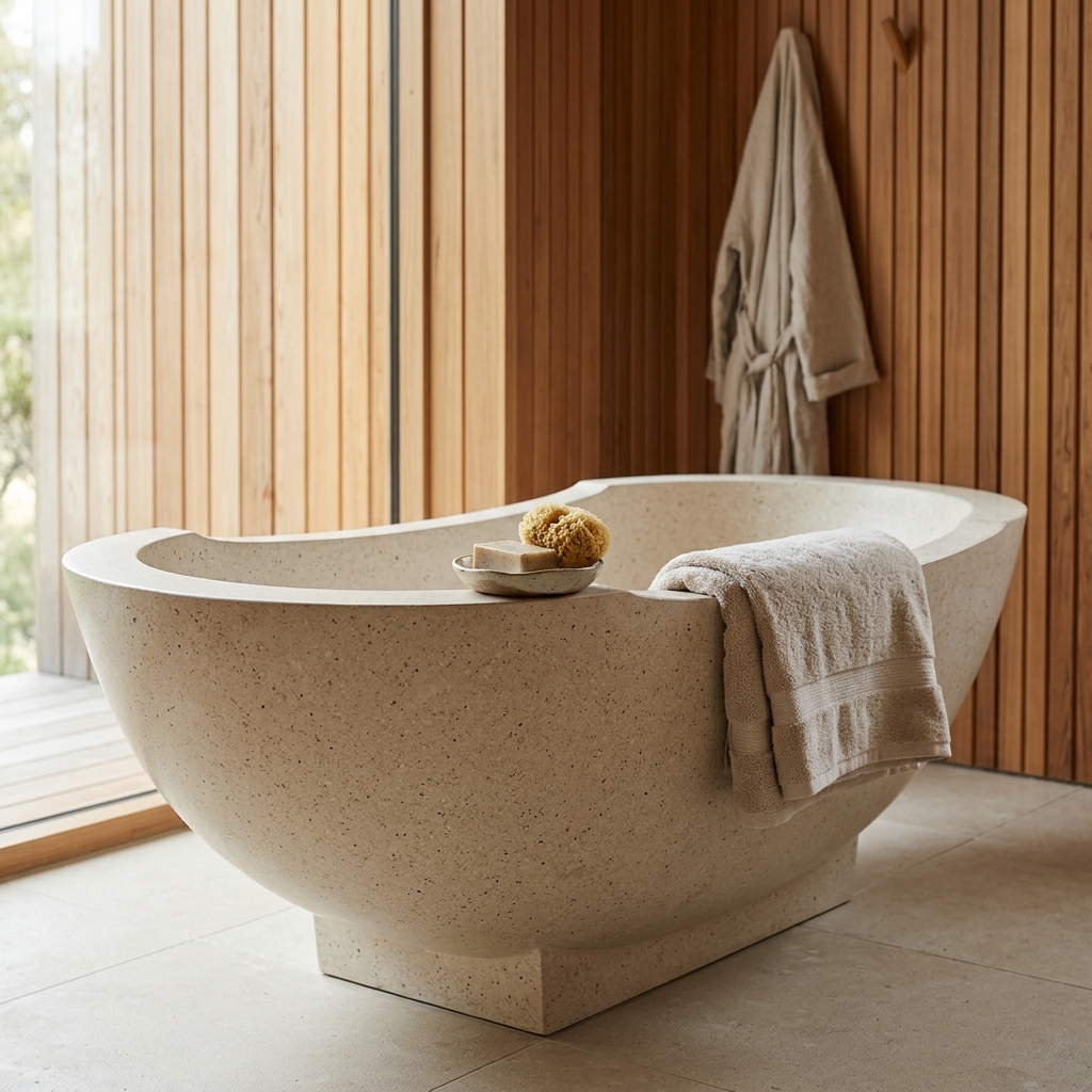 Handcrafted Terrazzo Stone Freestanding Bathtub - Spa Quality (Oval)