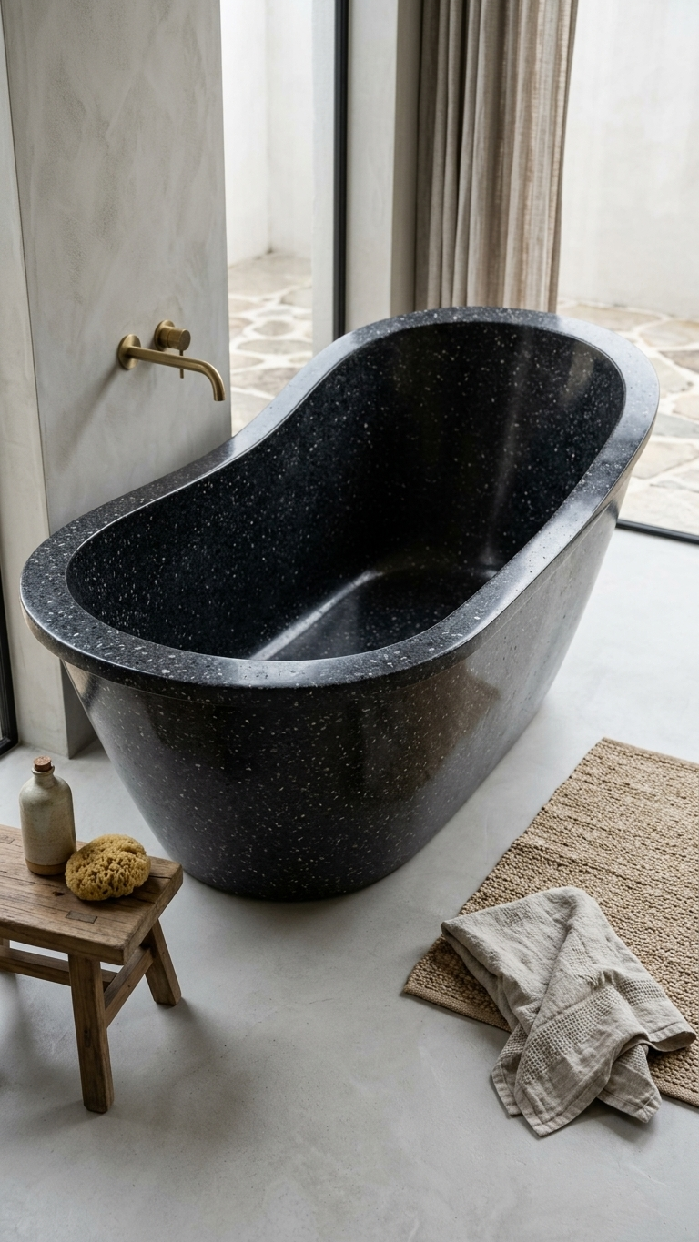 Handcrafted Terrazzo Stone Freestanding Bathtub - Spa Quality (Oval)