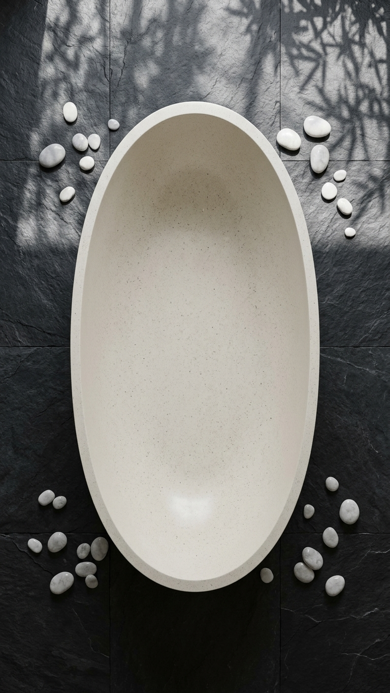 Handcrafted Terrazzo Stone Freestanding Bathtub - Spa Quality (Oval)