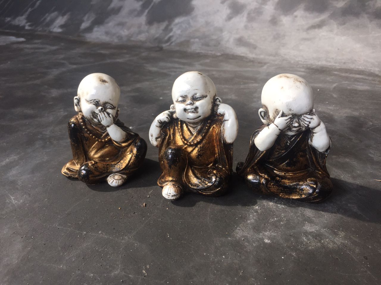 Set of 3 Baby Buddhas - Blind, Deaf, and Mute Gestures - 10 cm