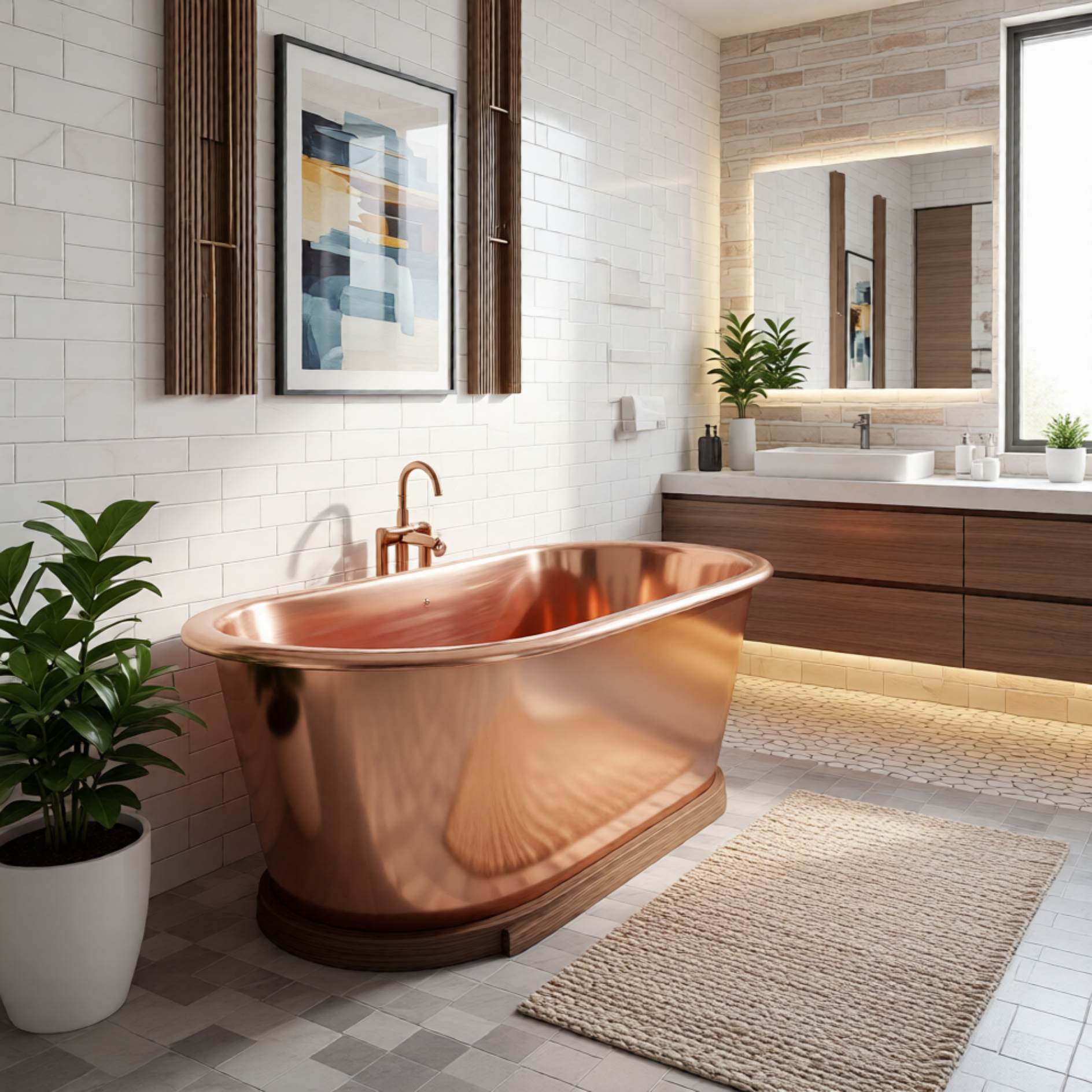 Handcrafted Copper Freestanding Bathtub - Spa Quality