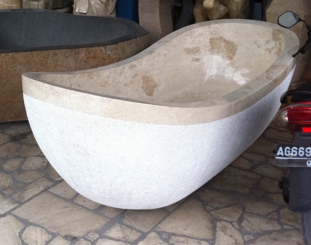 Handcrafted Marble Stone Freestanding Bathtub - Spa Quality (Oval)