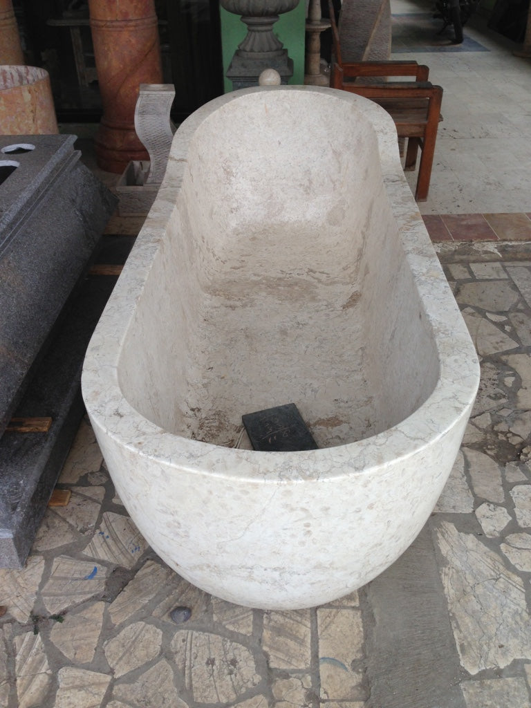Handcrafted Marble Stone Freestanding Bathtub - Spa Quality (Oval)