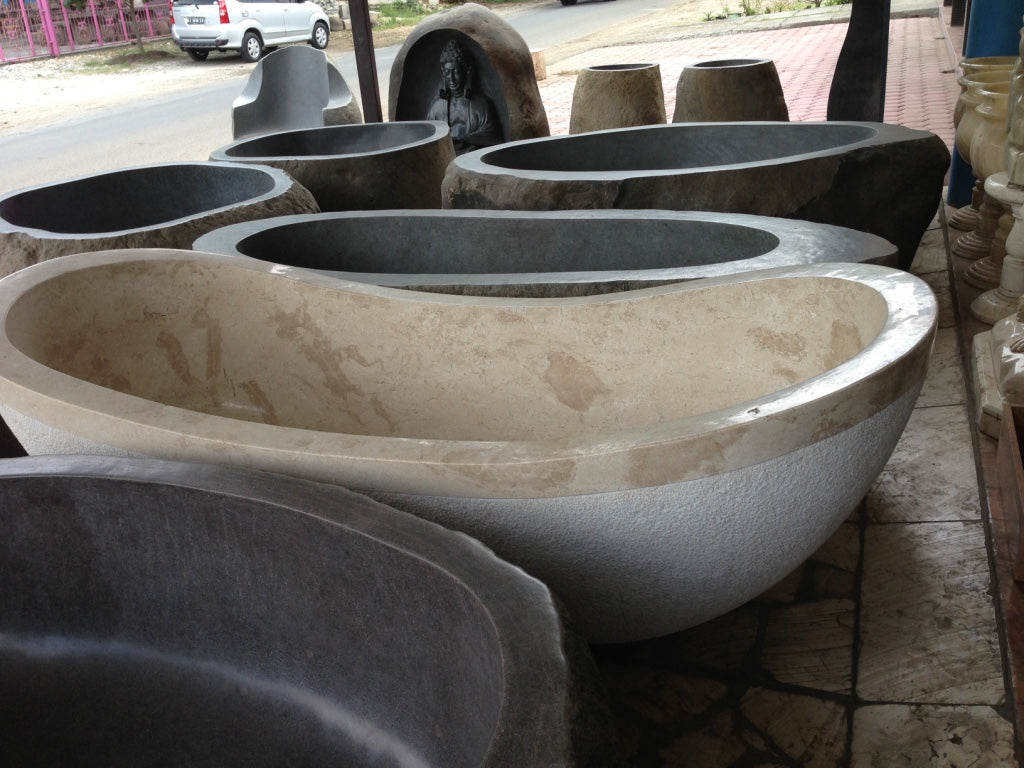 Handcrafted Marble Stone Freestanding Bathtub - Spa Quality (Oval)