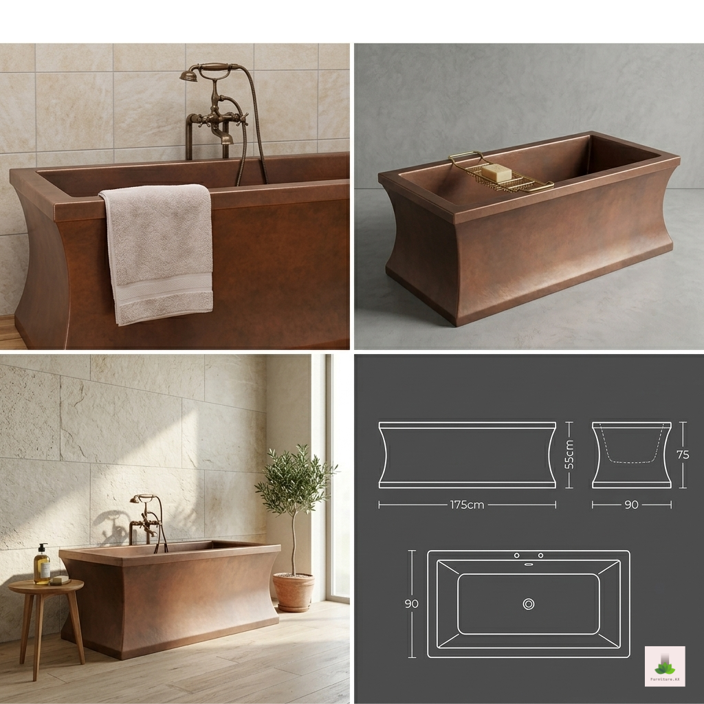 Handcrafted Copper Freestanding Double-Walled Bathtub - Spa Quality
