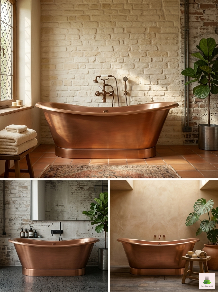 Handcrafted Copper Freestanding Bathtub - Spa Quality