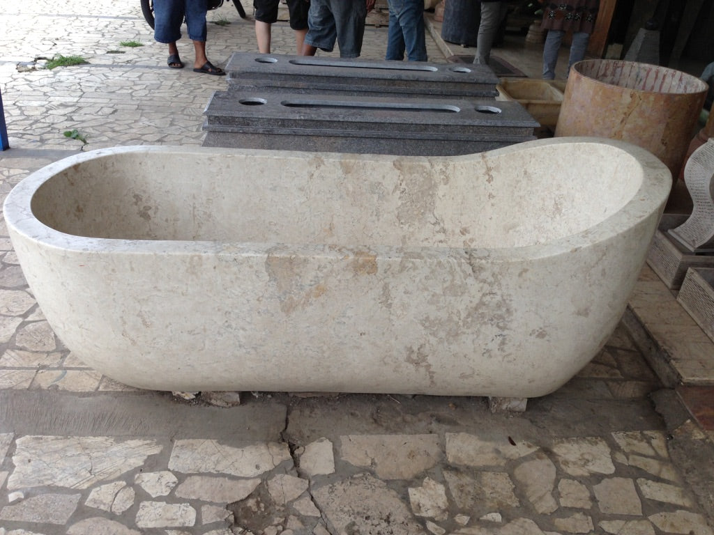 Handcrafted Marble Stone Freestanding Bathtub - Spa Quality (Oval)