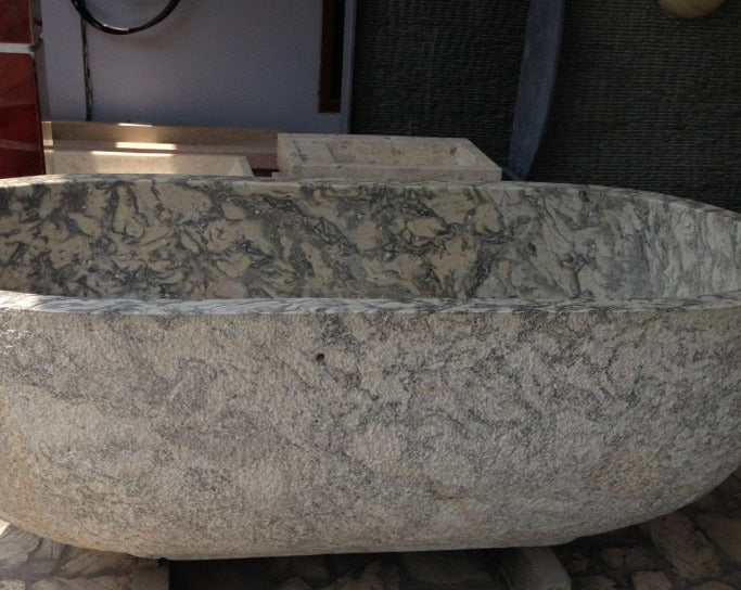 Handcrafted Marble Stone Freestanding Bathtub - Spa Quality (Oval)