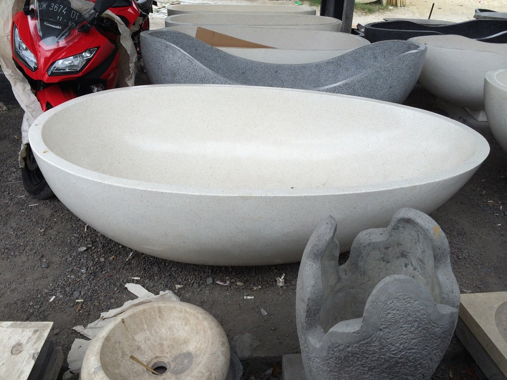 Handcrafted Terrazzo Stone Freestanding Bathtub - Spa Quality (Oval)