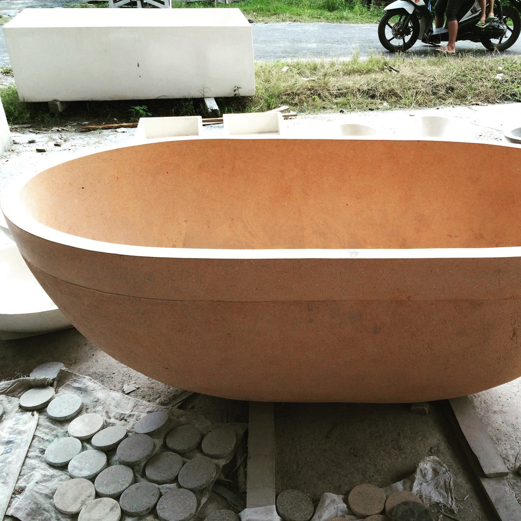 Handcrafted Terrazzo Stone Freestanding Bathtub - Spa Quality (Oval)